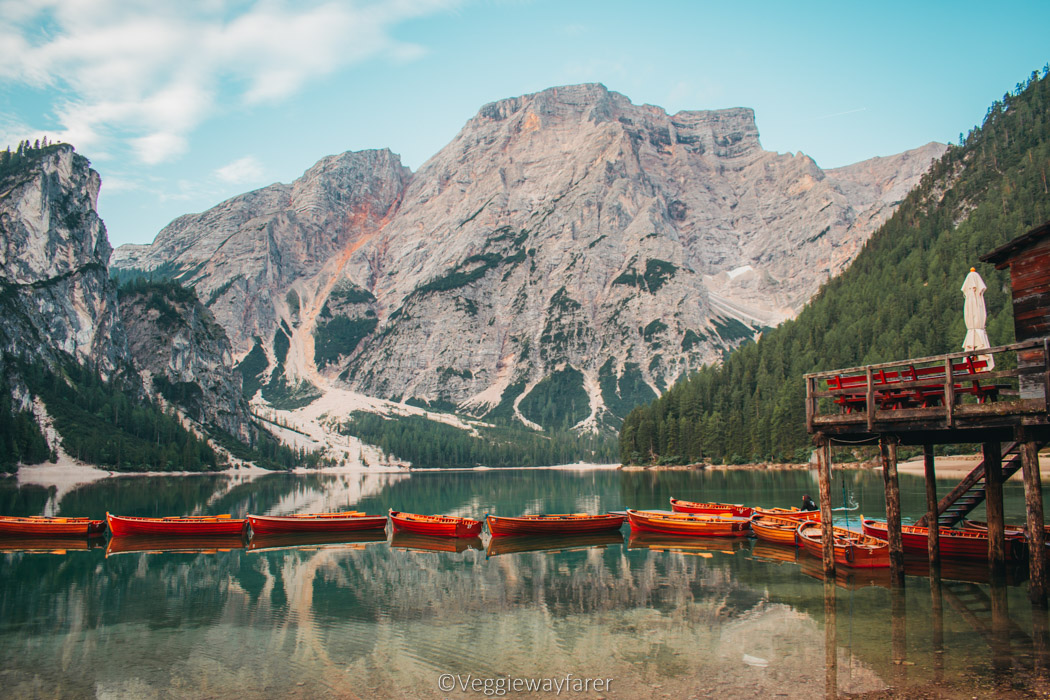 The infamous Lago di Braies Lake in the Dolomites, Italy