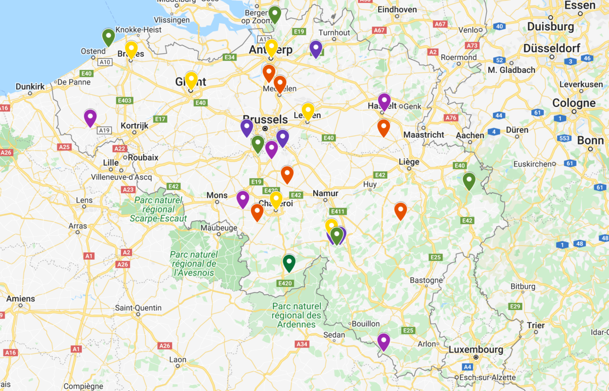 Map of Day Trips from Brussels