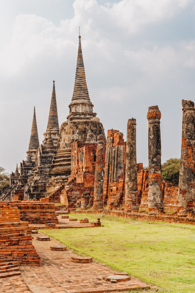 Ayutthaya archaeological Park, Wat Phra Si Sanphet - 21st of January 2020 - Asia, Thailand, Phra Nakhon Si Ayutthaya, old capital of Siam