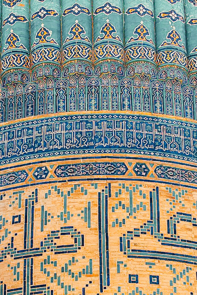 up close of the tiles at Bibi Khanym Mausoleum Samarkand