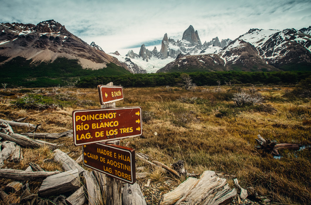 signpost  in el chalten Patagonia
