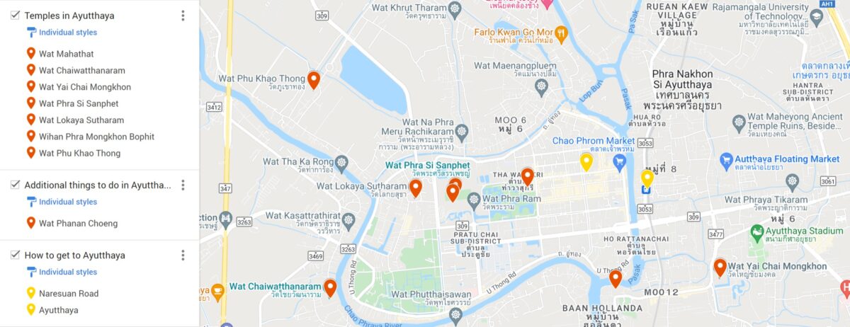Map of Ayutthaya