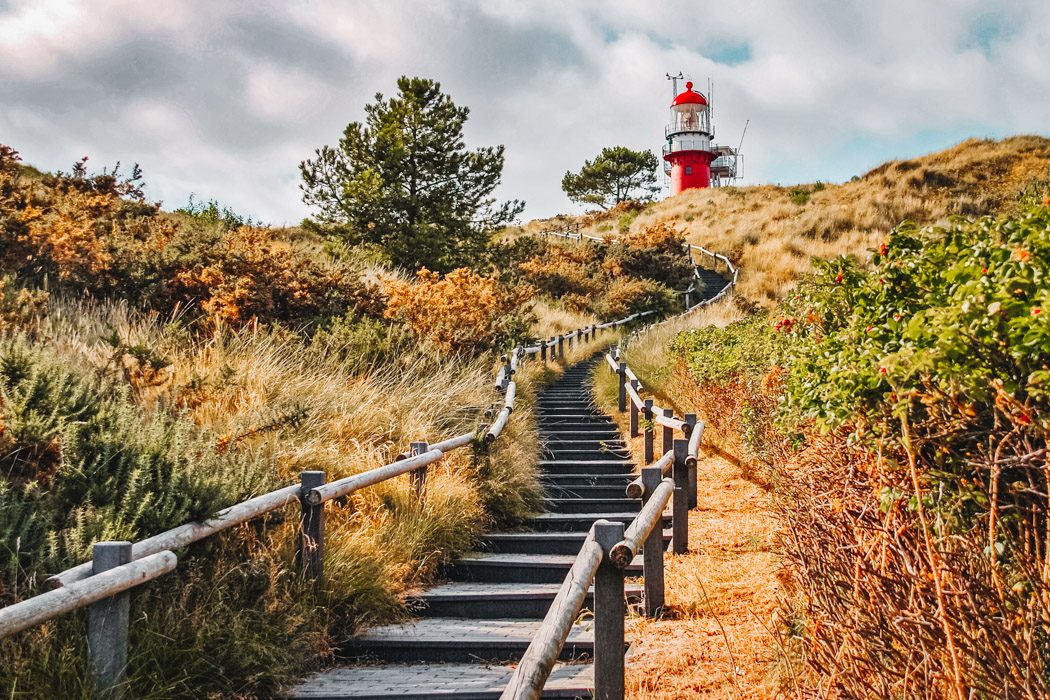 Stairs towards the lighthouse of the Frisian Island of Vlieland.