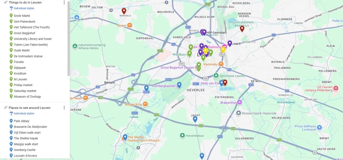 Map of things to do in Leuven