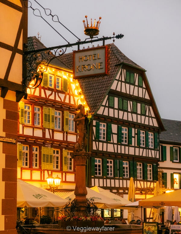 Historic Hotel Krone and half-timbered houses in Bretten
