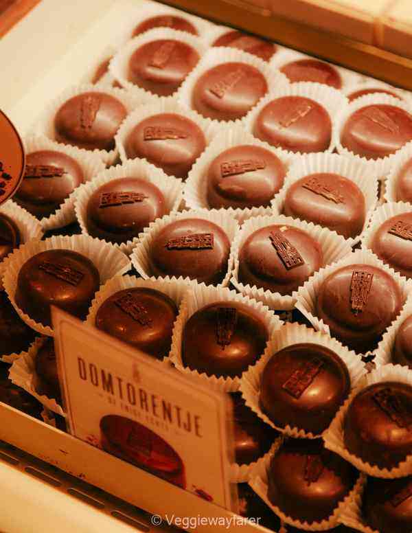 Domtorentjes chocolates laid out in a bakery in Utrecht Netherlands