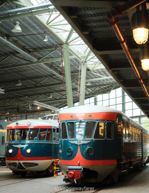 two old trains in spoorwegmuseum Utrecht